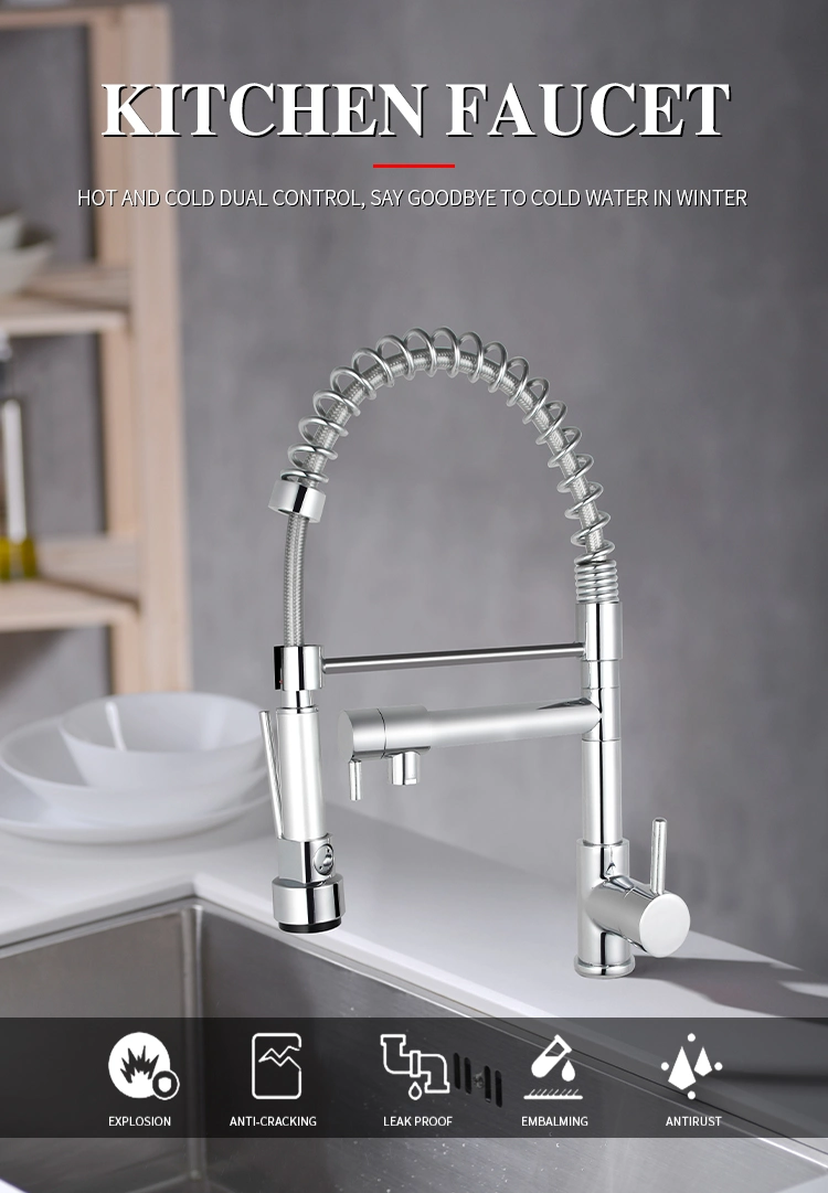 304 Stainless Steel Sink Brass Water Tap Single Lever Pull out Kitchen Faucet