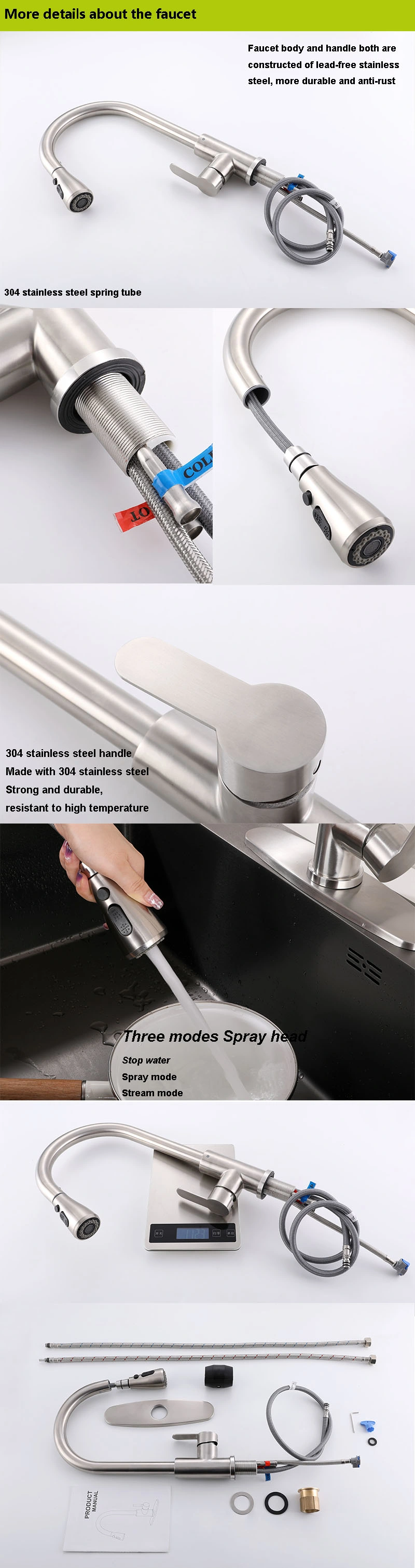 Hot Selling Ss 304 Pull out Smart Sensor Touch Kitchen Faucet